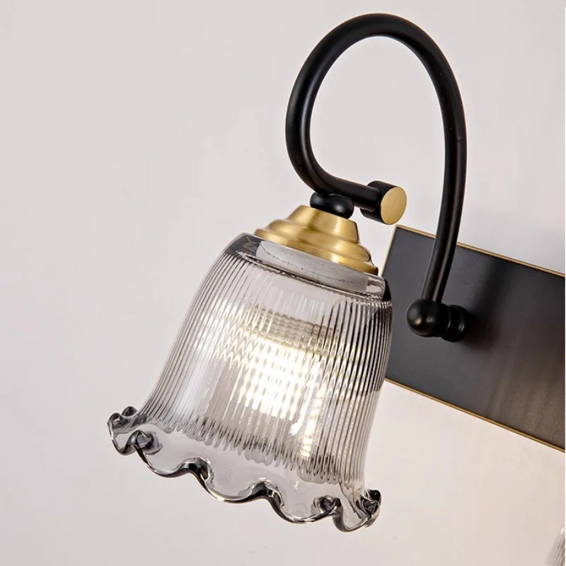 Modren Black/Gold Morror Front lights Glass Lampshade bartroom wall lamps E14 LED Fixture Wall sconce Vinaty Lamp