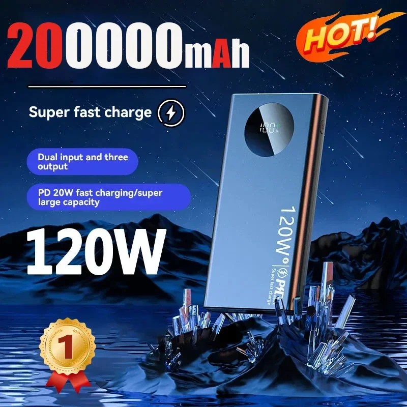 200000mAh Power Bank 120W High Capacity Super Fast Charging Power Bank Portable Battery Charger For iPhone Samsung Huawei Xiaomi 2