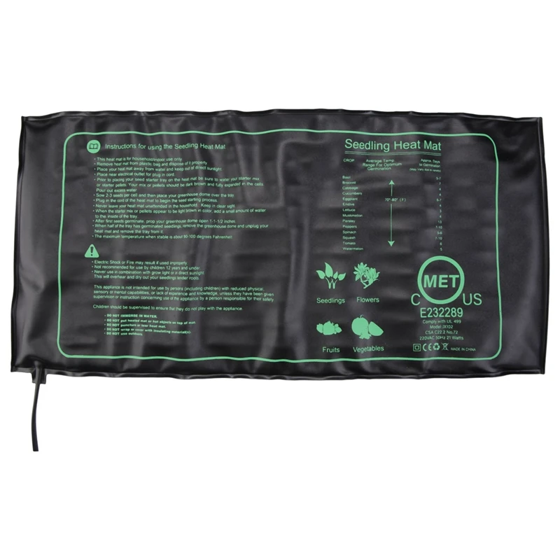 MET Certified Seedling Heat Mat Waterproof Durable Heat Mat Warm Hydroponic Heating Pad UK Plug