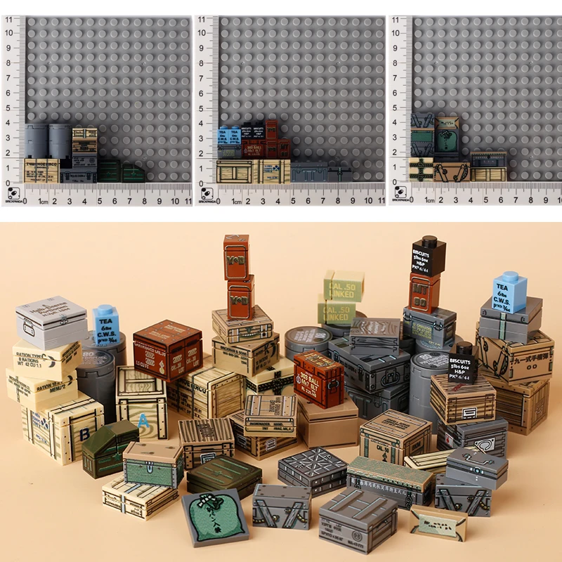 WW2MilitarySoldierPartsBuildingBlockGermanBritishSovietUSAArmyFiguresMaterialBox