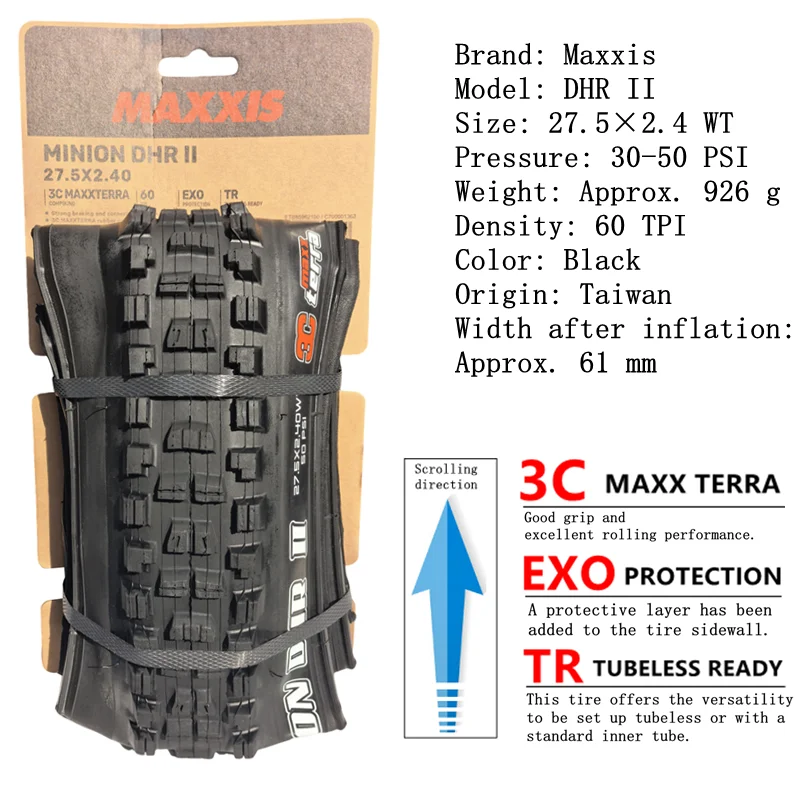 Maxxis Minion DHR (M327ru) 26/27,5/29 Zoll, Downhill-Faltreifen für Mountainbike, verschleißfester und stärkerer Kurven – Detail 5