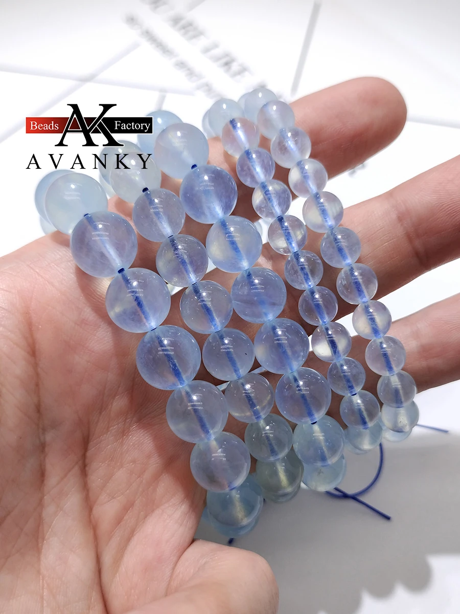 4A 5A Natural Stone Aquamarine Crystal Single Lap Necklace For Women Girl Birthday Gift Fresh Bracelets Fashion Jewelry 6-12mm