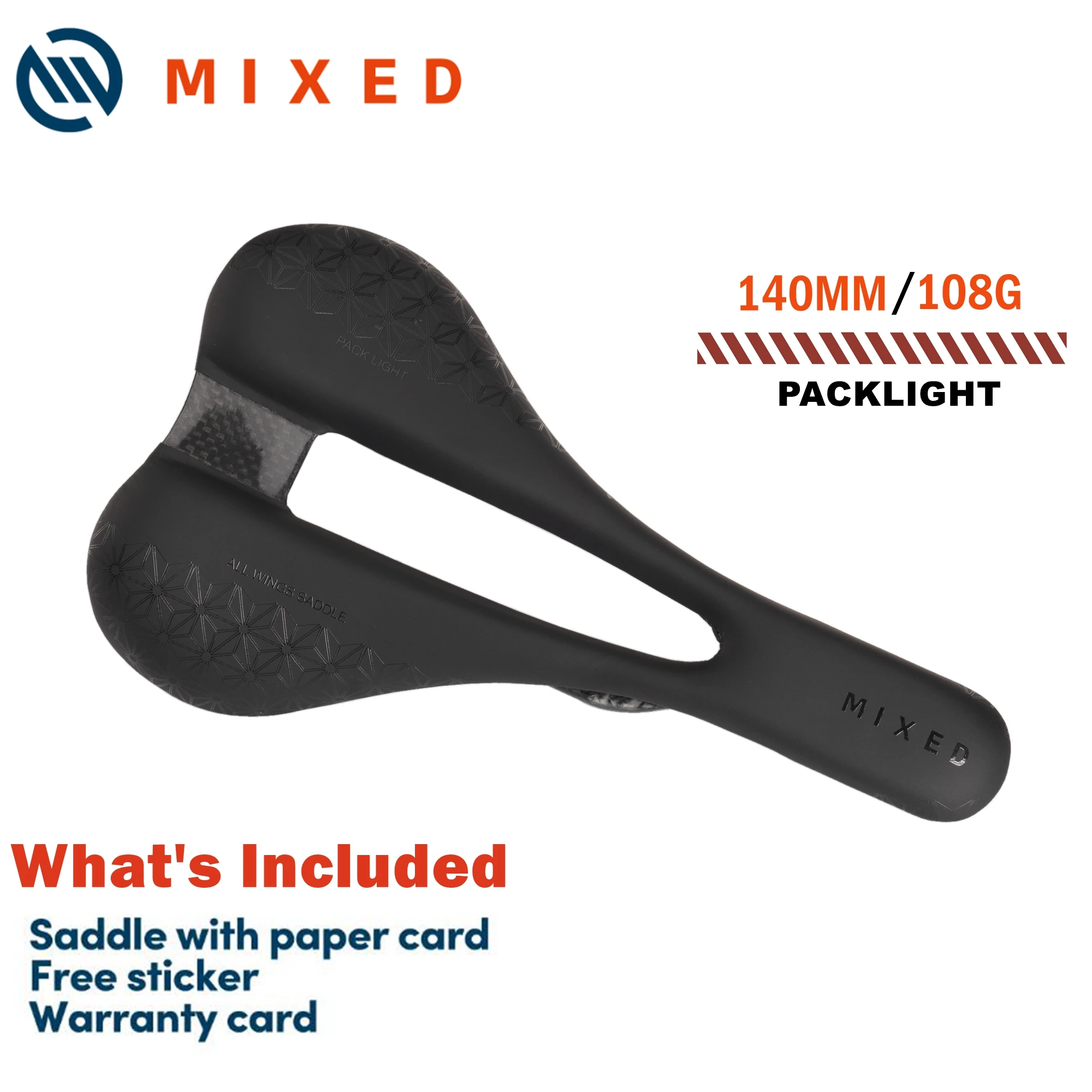 MIXED Racing Bicycle Saddle Training Grade Man Road Bike Lightweight Cushion Seat 108g