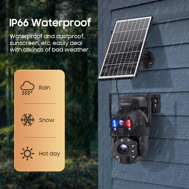 INQMEGA 20X ZOOM Solar Camera 4G SIM 12MP Outdoor 360° Wireless WIFI Battery Security Cameras with Solar Panel PIR Night Vision 6