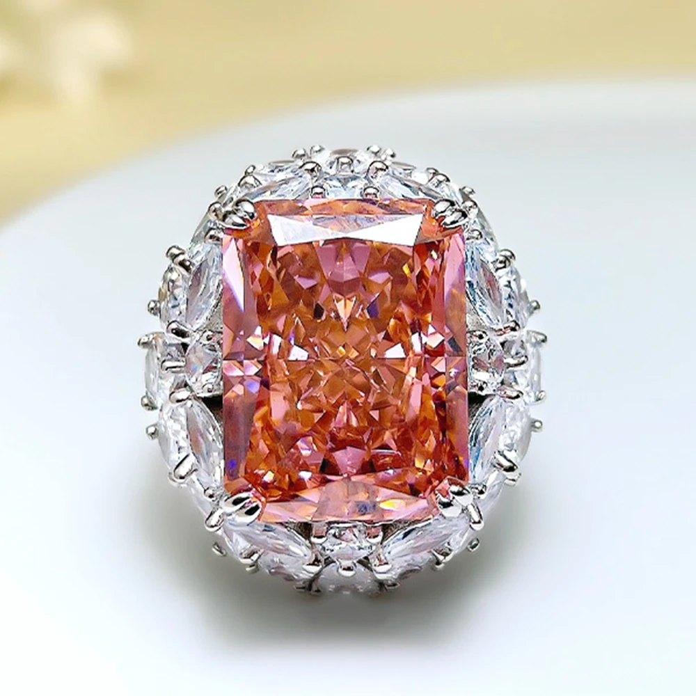 

KQDANCE Luxury 925 Sterling silver Created Emerald High Carbon Diamond Rings with Sparkling Green Pink Yellow Stone Jewelry