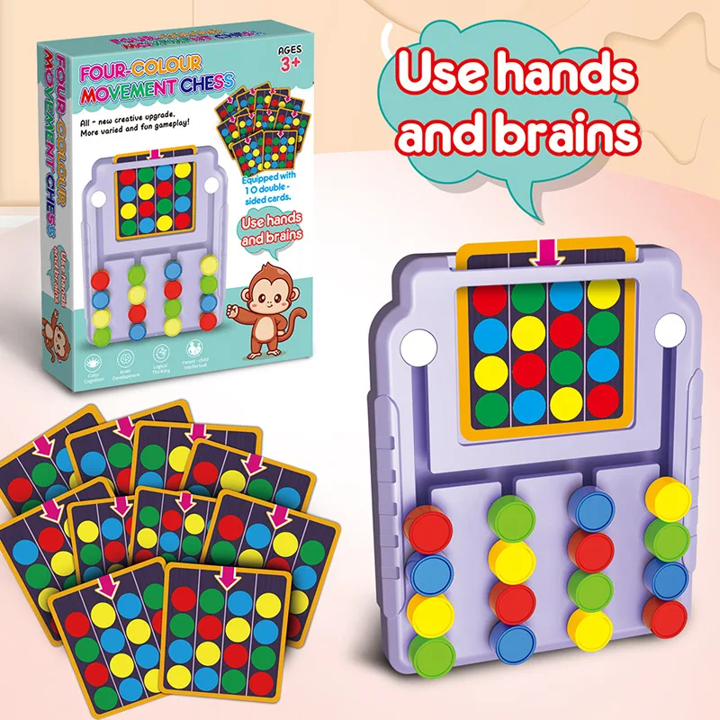 Vierfarbiges Tic-Tac-Toe Logik-Denktraining Farberkennungs- und Zuordnungsspiel Frühpädagogisches Puzzle-Spielzeug für Kinder – Detail 5
