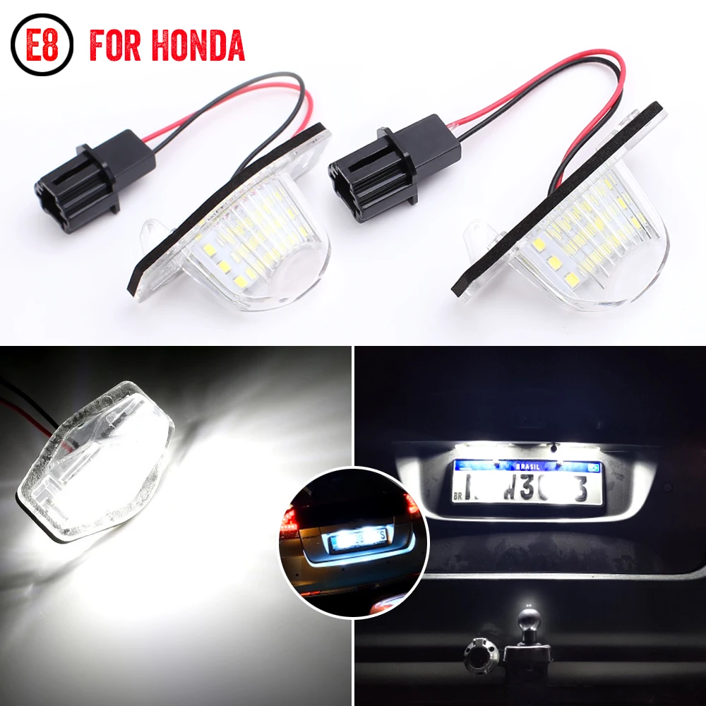 

Fit For Honda Odyssey Jazz Stream Freed CRV Logo HRV FRV Car LED License Plate Lights White Waterproof Tail Lamps With Wiring