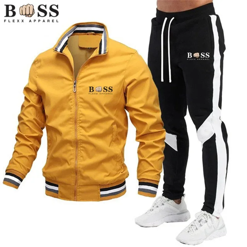 2024 Men's Clothing Spring and Winter Sports Gym set Zipper long-sleeved blazer + jogging pants High quality 2-piece set