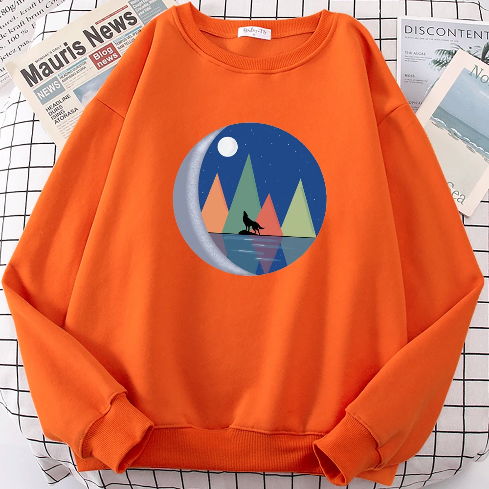 

Howling Of The Wild Wolf Manga Prints Women'S Hoodies Fur-Liner Pullover Warm Fleece Clothing Autumn Vintage Female Sweatshirt