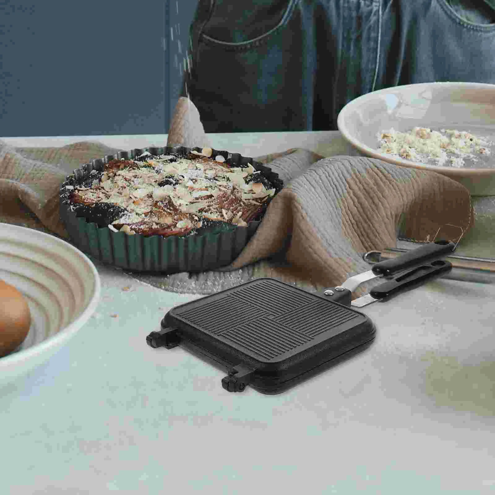Sandwich Non Stick Pan Double Sided Maker Kitchen Cookware Press Frying Hot Grilled Skillet