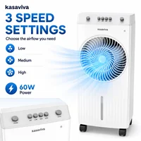 Ventilateur évaporatif à faible consommation d'énergie 60W, 3 vitesses de ventilation, fonction de refroidissement, portable, sur roulettes, pour usage domestique quotidien en intérieur 7