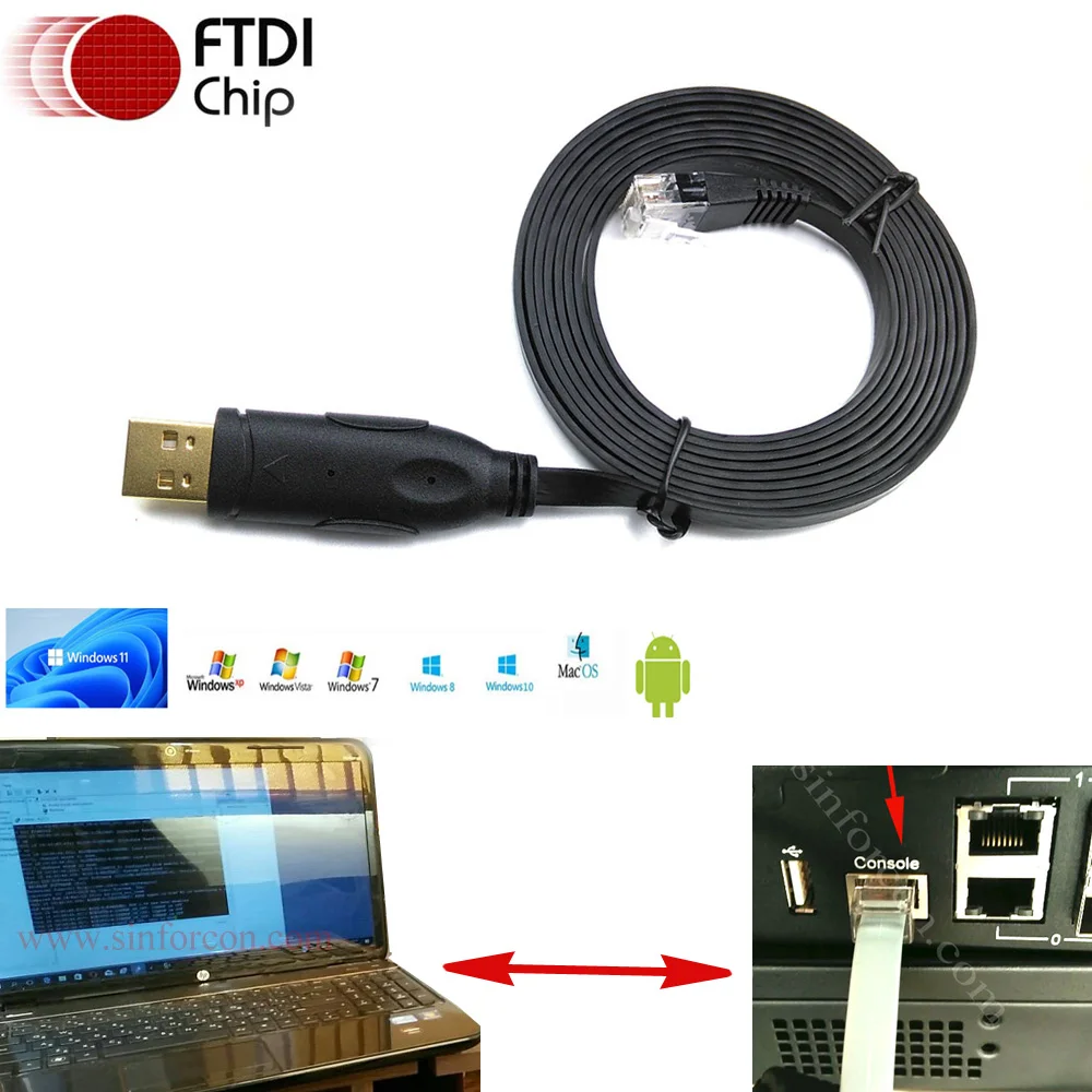 Cavo Console Ftdi Usb Rs232 A Rj45 Da 6 Piedi Per Junior Huawei 3Com Router Cisco H3C Switch Configurazione Di Rete 72-3383-01