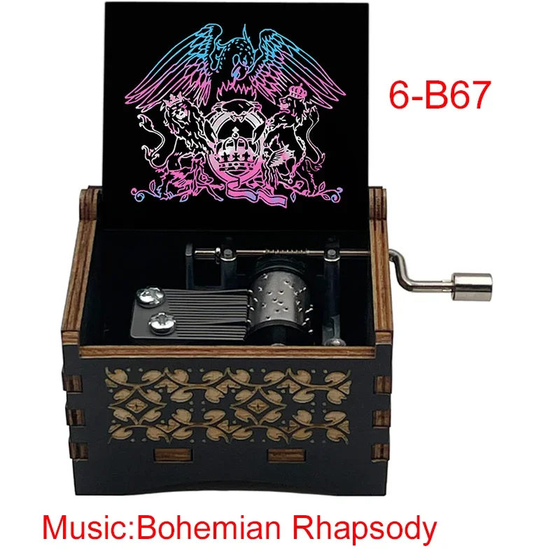 Bohemian Rhapsody Black Music Box Hand-operated Type Metal Movement Study Desk Decorative Ornaments Holiday Gifts