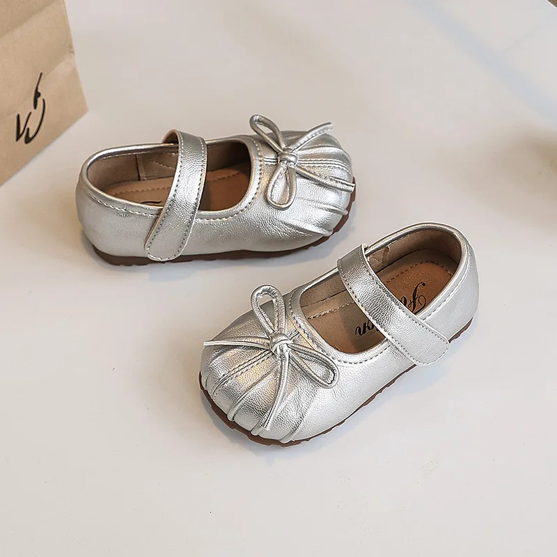 Girls Leather Ballet Shoes Soft Bottom Elegant Korean Style