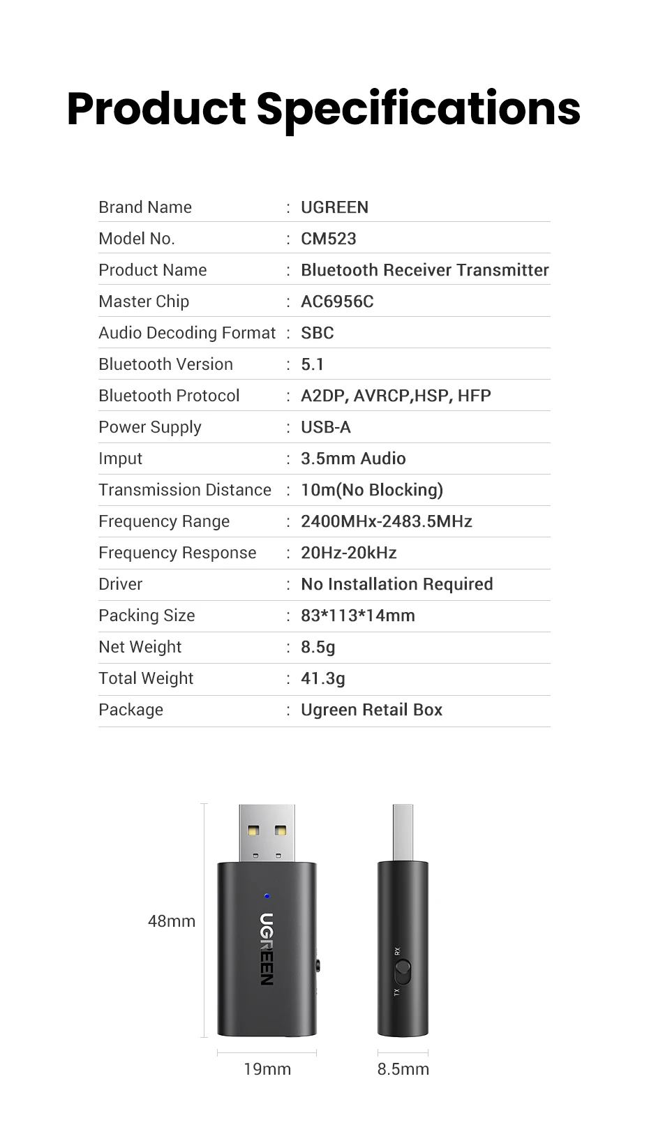 carro bluetooth 5.1 receptor transmissor estéreo sem