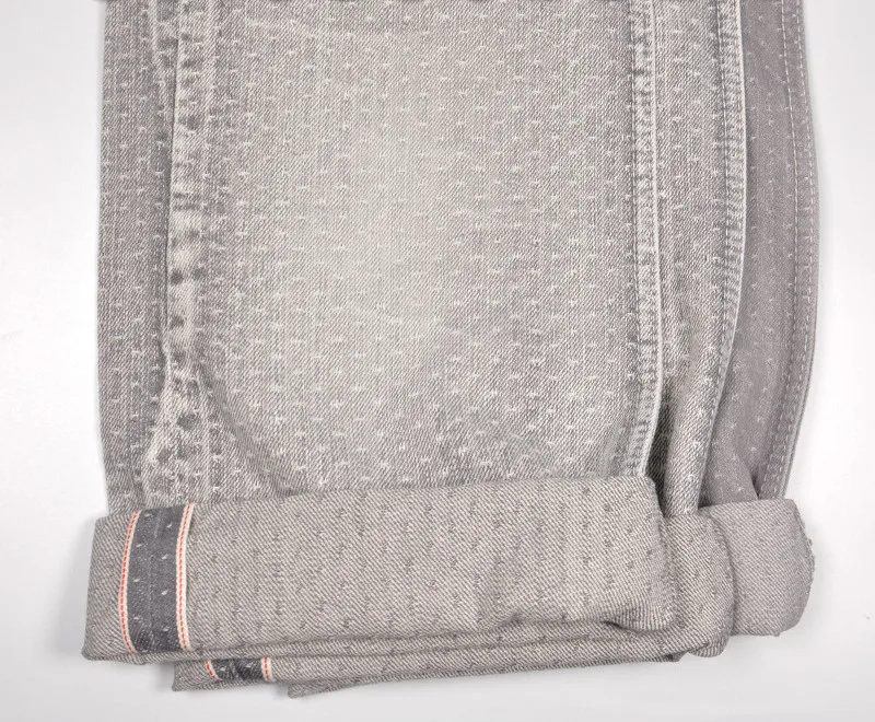 10 oz Grey Selvedge Denim Jacquard Fabric Tiny Spots Denim Dress Material Jean Jacket Cloth By The Yard W183513DY