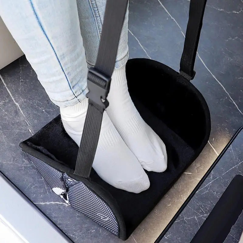 Car Travel Rest Foot Pad Portable Foot Hammock Long Flight Essential Office Footrests Hanging Adjustable Car Interior Supplies 4