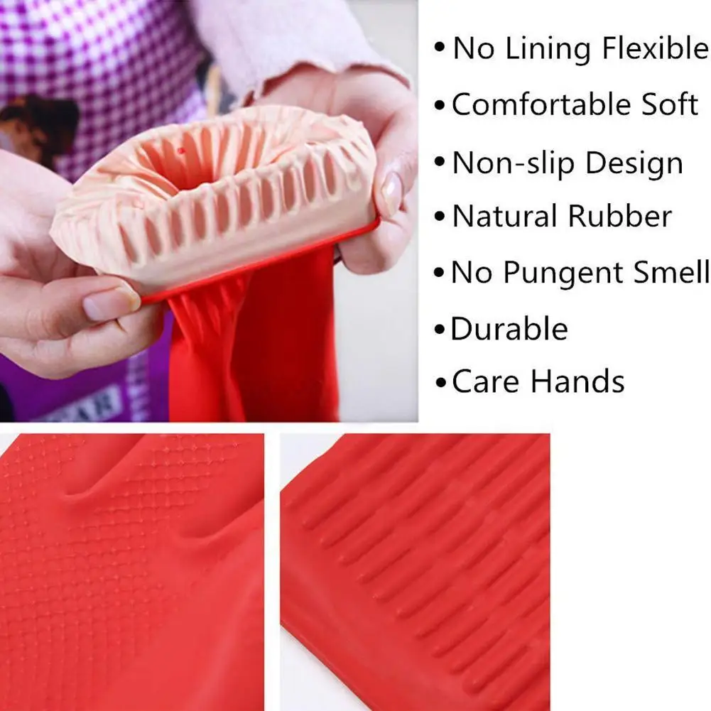 Household Dishwashing Cleaning Gloves Rubber Long Reusable Kitchen Housework Gloves Waterproof Dishes Cars Gardening