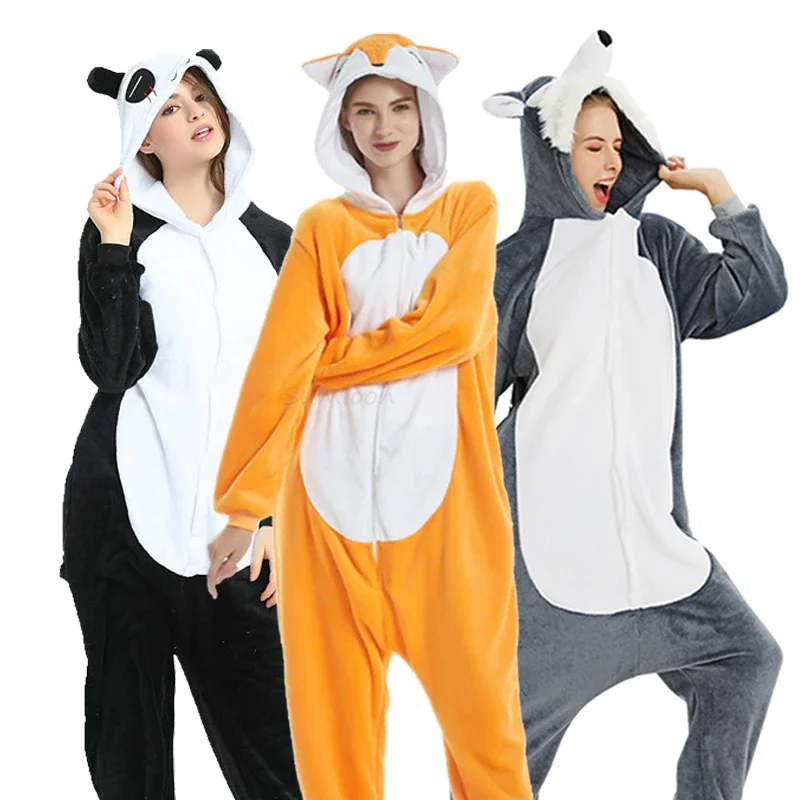 Adults Animal Unicorn Pajamas Kigurumi Rabbit Cartoon Onesie Kids Sleepwear Homewear Nightie Wolf Panda Anime Blanket Overalls