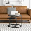 Small Coffee Table Set of 2,Round Coffee Table End Tables for Living Room,Modern Black Coffee Table Nesting Tables,Farmhouse 4