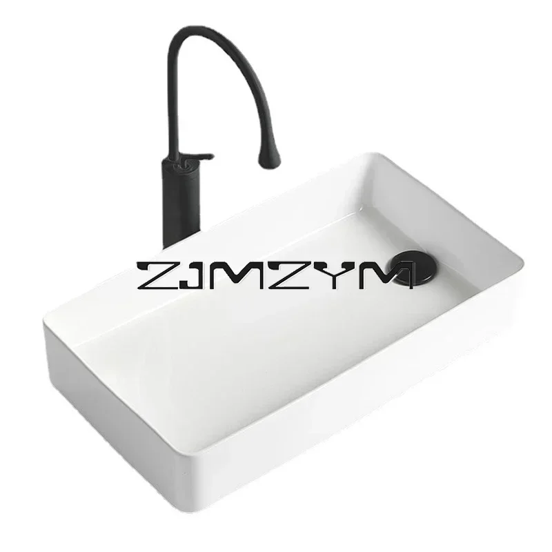 Rectangular Table Basin Household Wash Basin Balcony Washing Machine Left and Right Side Drain Water Deepening Washbasin