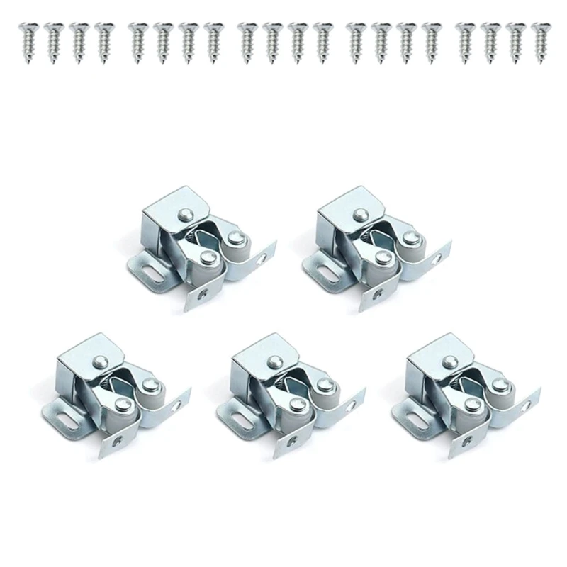 Set of 5 double door catches easy installation closet catches strong hold steel door latch