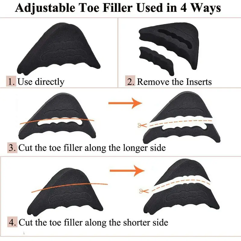 Silicone Toe Protector 4PCS Women High Heel Toe Plug Insert Shoe Front Filler Cushion Pain Relief Protector Accessories Forefoot Pad Half Feet Insoles