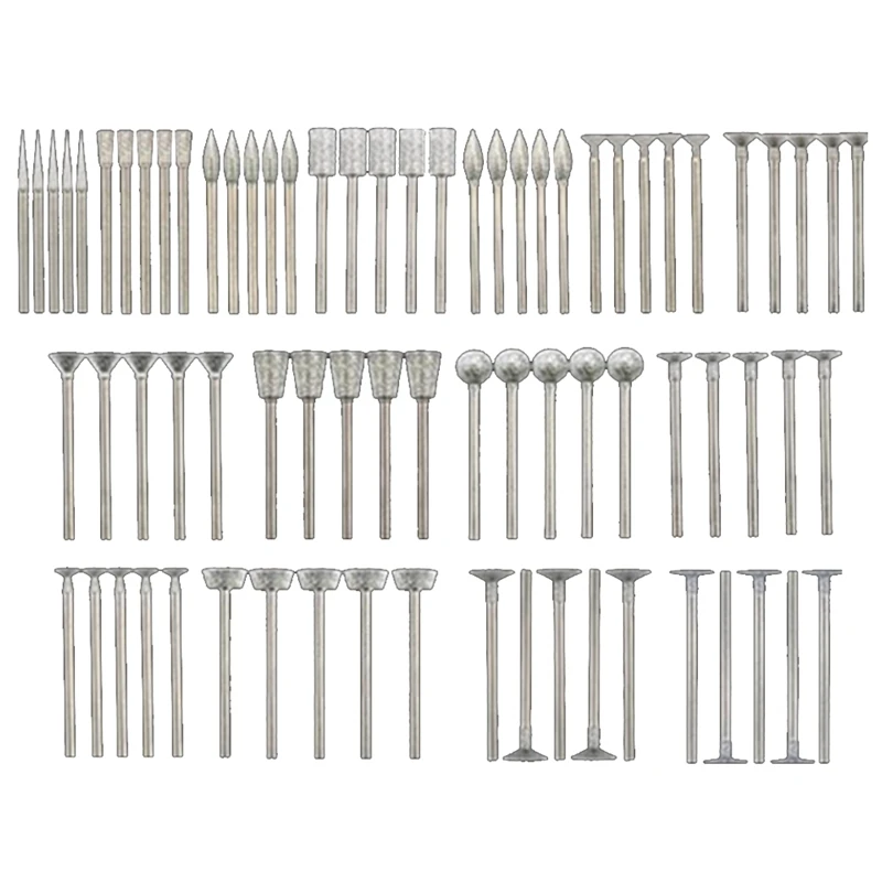 

75 Pcs Points Grinding Bit Diamond Diamond Grinding Head Burr Set ,2.35Mm Suit For Tool Bit Grinder