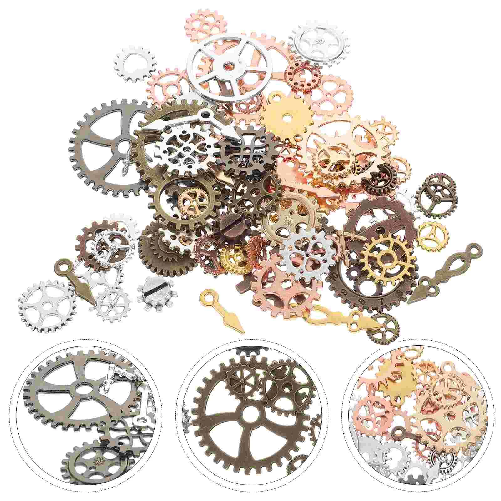 

Gear Steam Punk Accessories for Men Wheels Pendants Charms Clock Jewelry Goth Assorted Metal Gears Jewlery