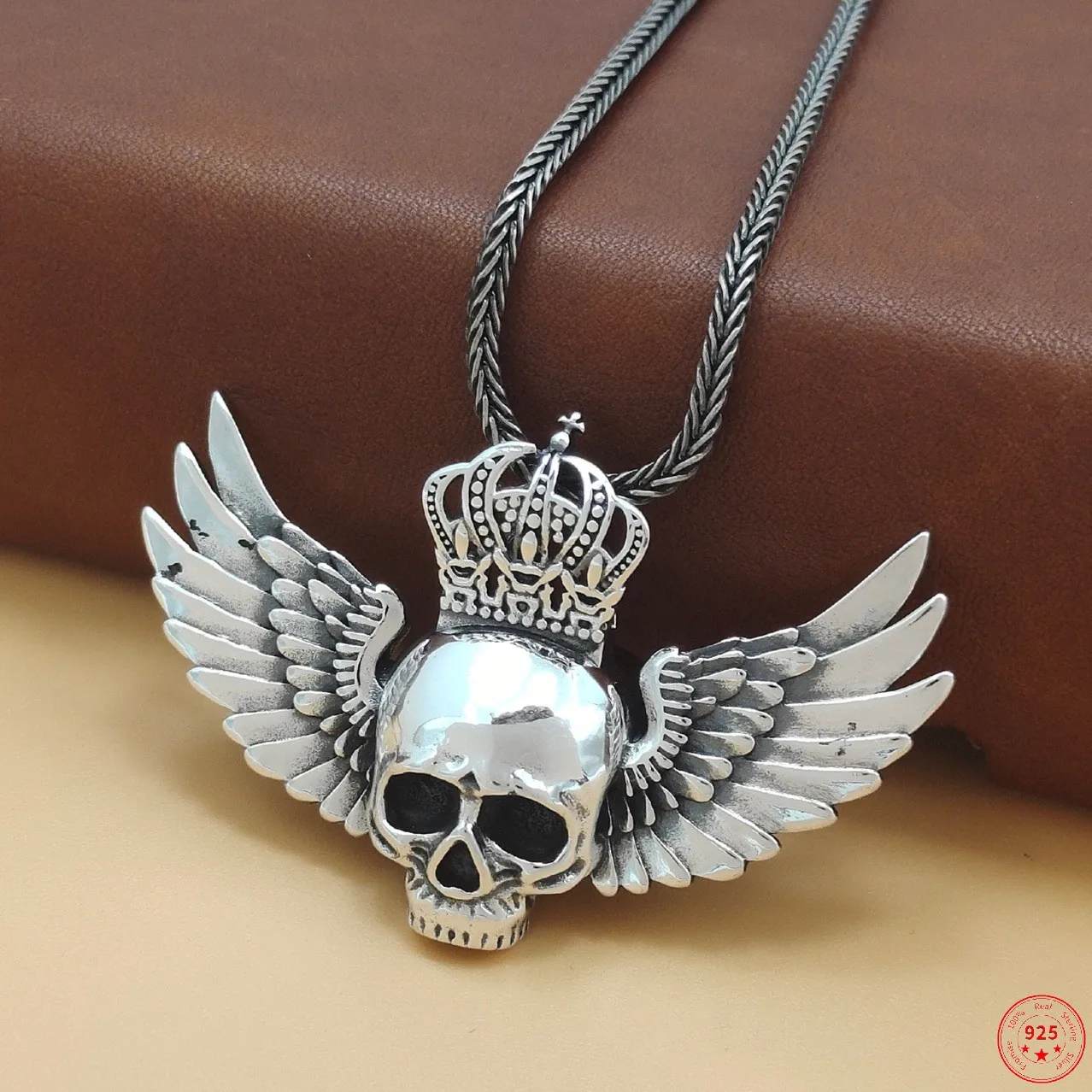 

S925 Sterling Silver Pendant 2022 New Popular Creative Devil Skull-Wing Personality Solid Argentum Protect Jewelry for Men Women