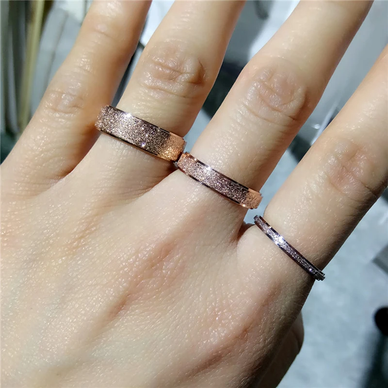 Frosted Ring for Women Men 2mm/4mm/6mm Wide Gold Silver Color 316L Stainless Steel Elegant Finger Jewelry Not Fade (R026) 5