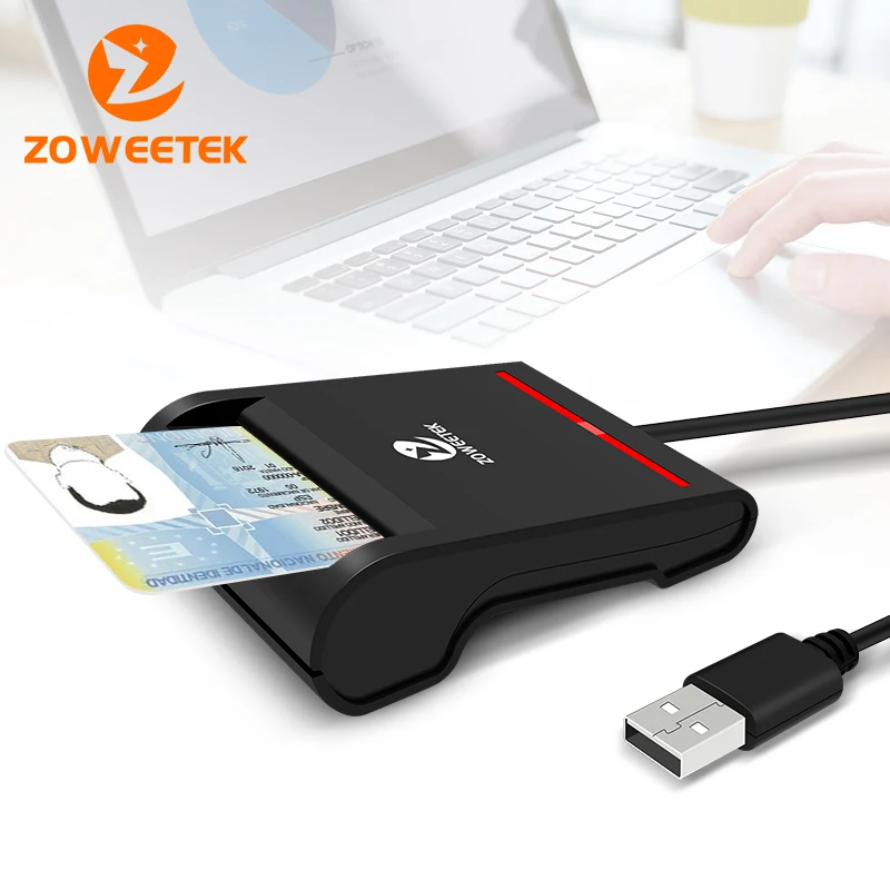 ZOWEETEK USB 2.0 스마트 카드 리더기, IC ID Bank EMV PC 컴퓨터용