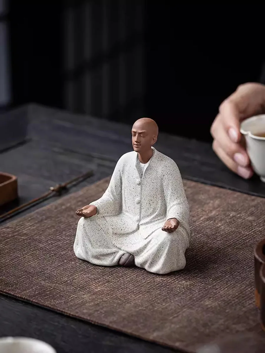 Creative small monk ornaments, ceramic figure sculptures, Zen study, tea room, tea table tabletop decoration, handicrafts