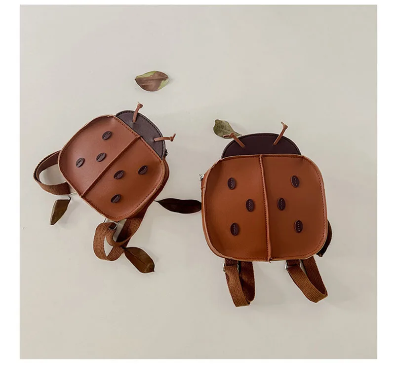 2026 neue Koreanische Mode Nette Unisex Kinder Baby Marienkäfer Design Schule Taschen PU Leder Kinder Jungen Mädchen Lagerung Im Freien Rucksack – Detail 8