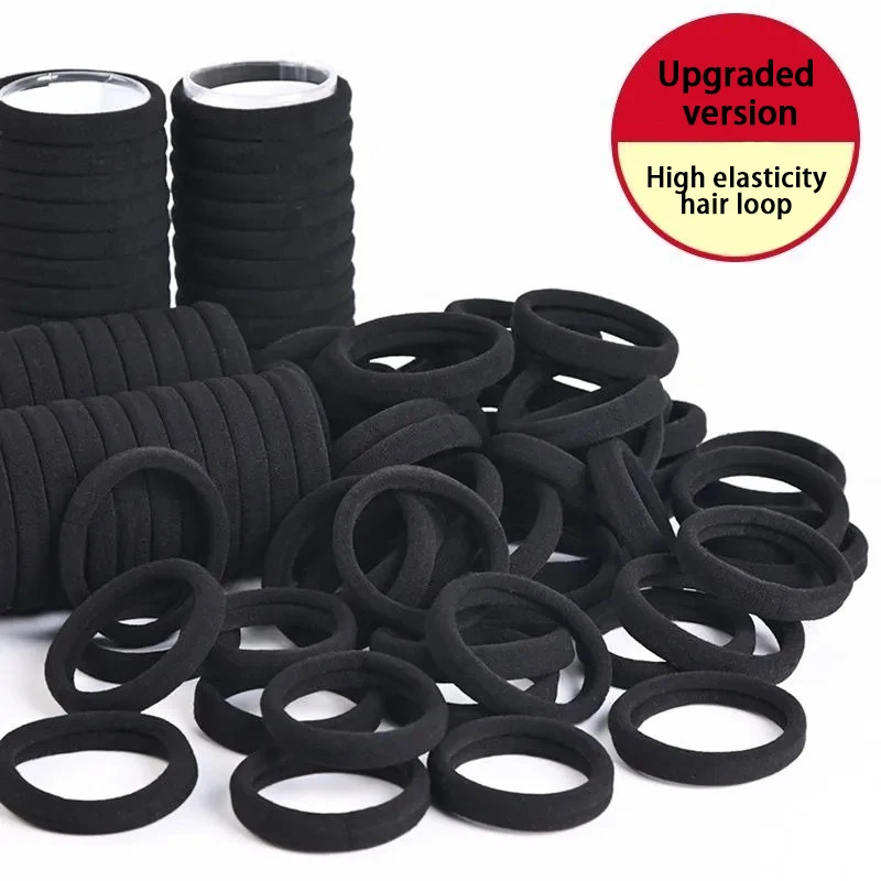 Hair Bands 50/100pcs Black for Women Girls High Elastic Rubber Band Hair Ties Ponytail Holder Scrunchies