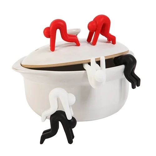 Creative Pot Cover Kitchen Accessories Household Frying Pan Cookware Overflow Device Silicone Lid Insert Chopsticks Holder 2PCS