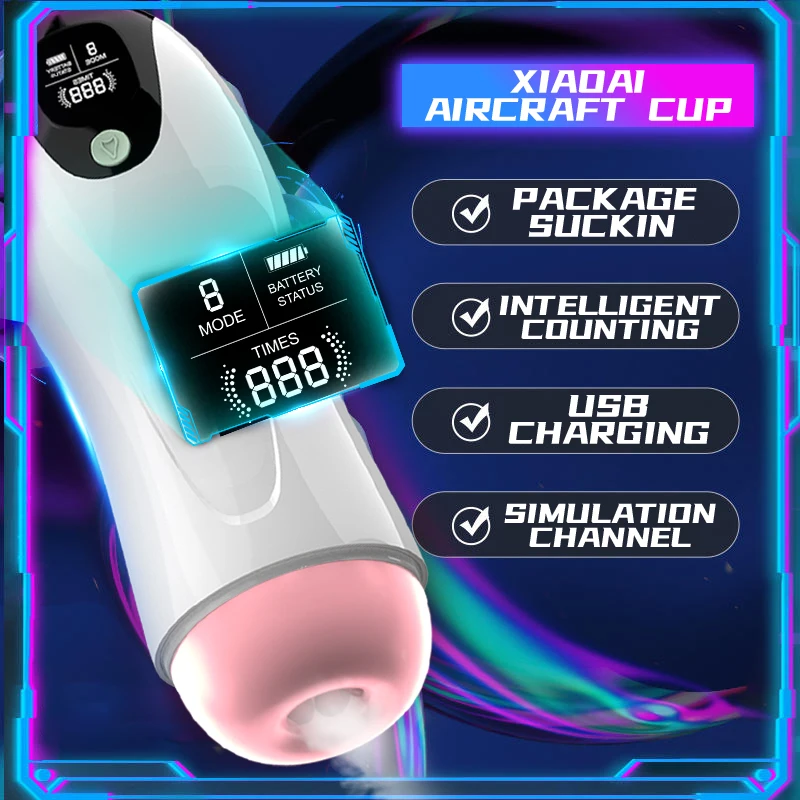 Male Masturbator Male Masturbator Cup Adult Products Men's Automatic Airplane Cup Sucking Telescopic Intelligent Sound Heating Simulation Channel Sex Masturbation