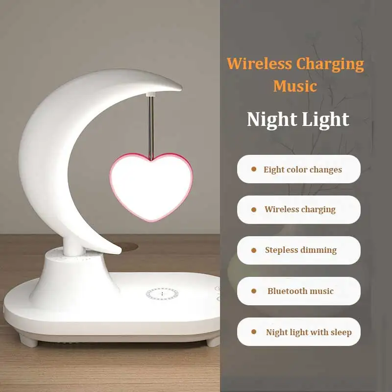 dinosaur light 3 in 1 Wireless Charger Stand Night Light Room Decor Built-in Bluetooth Speaker Creative Bedroom Desktop Desk Table Nightlight nursery night light Night Lights