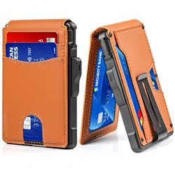 Sleek RFID - Blocking Minimalist Men's Wallet with Money Clip & ID Window (Orange)