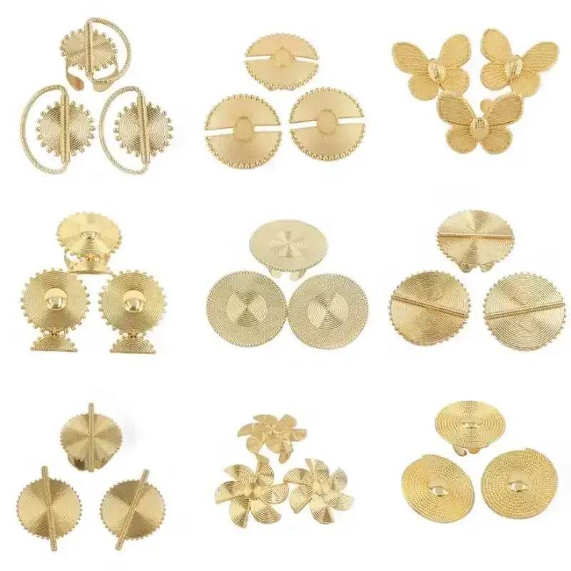 

Popular Luxury Jewelry Gold Plated Classic Vintage Butterfly Stud Earring Open Rings Set Wedding Party Jewelry