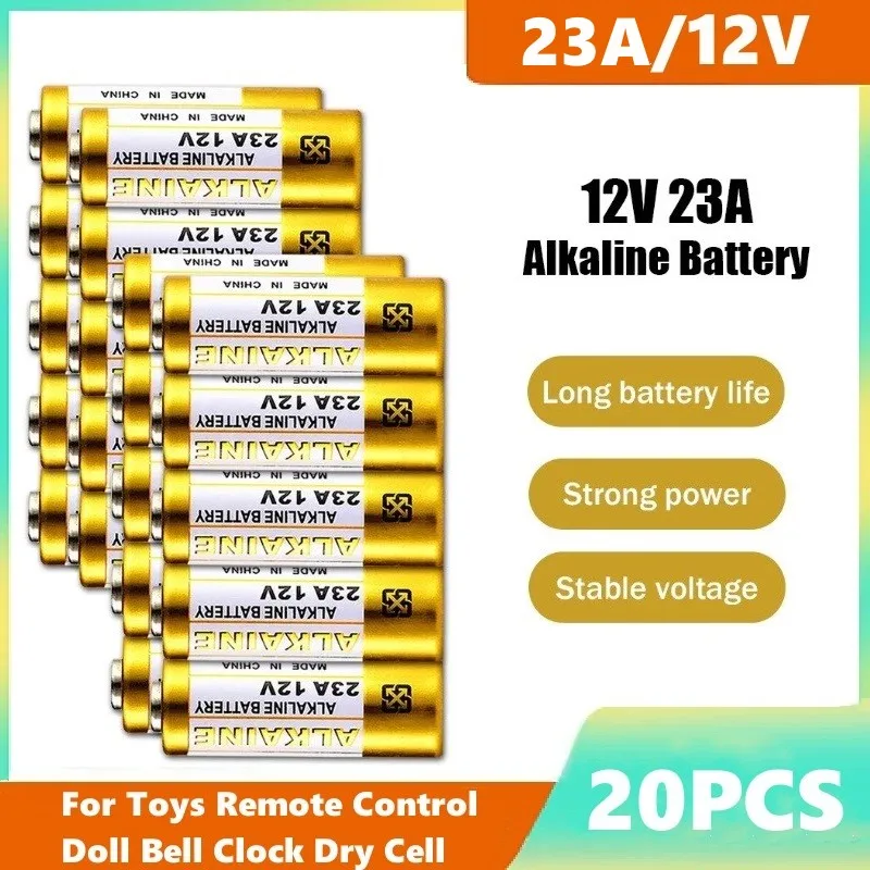 20 Pz 12V 23A Batteria Alcalina A23 23Ga A23S E23A El12 Mn21 Ms21 V23Ga L1028 Gp23A Lrv08 Per Telecomando Campanello Dry Cell
