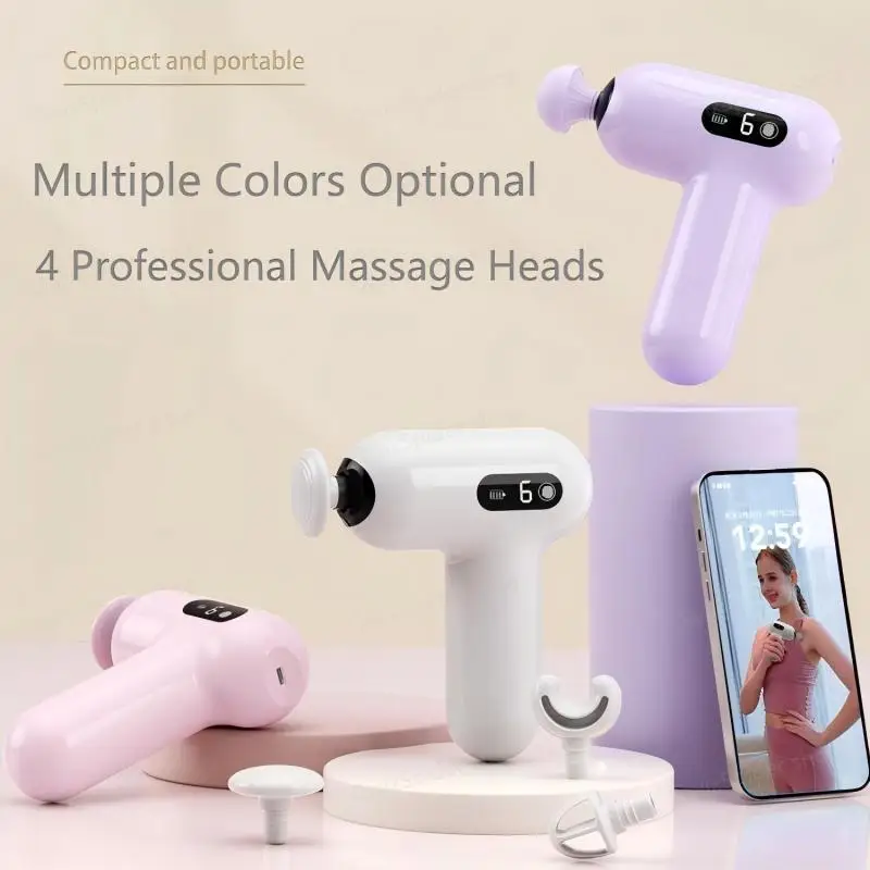 Professional Deeldo Massage Gun Strong Motor 4 Heads 6 Speed Muscle Massage Vibration Home Appliance Fascia Gun