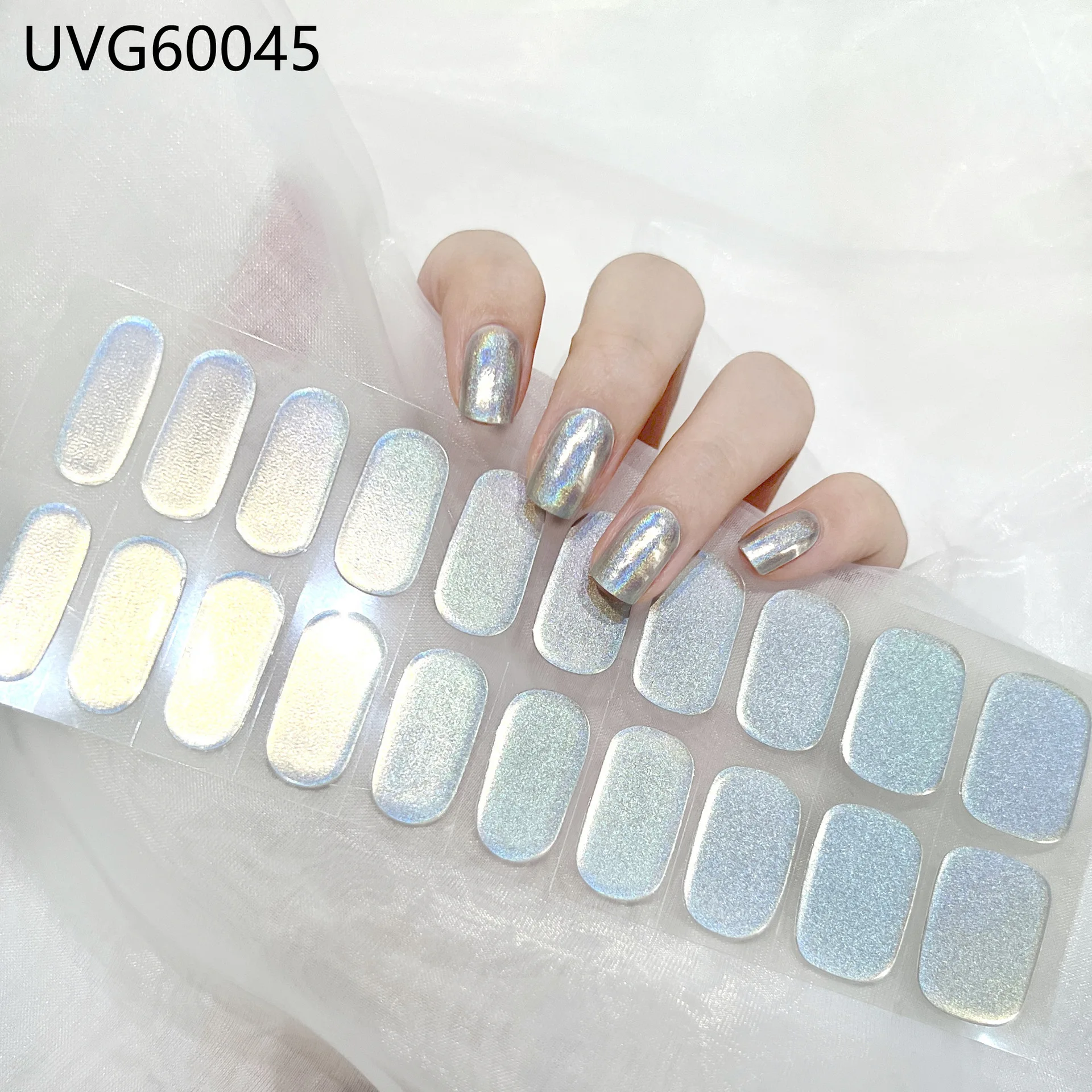 Semi Cured Gel Nail Strips Nail Gel UV Sticker Cured Chameleon Nail Gel Polish Wraps Full Cover Long Lasting Finger Nail Decals 2
