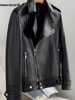 Mauroicardi Spring Autumn Short Blue Black Pu Leather Motorcycle Biker Jacket Men Long Sleeve Zipper Plus Size Outerwear 4xl 5xl 4