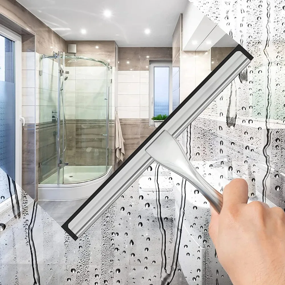 Shower Squeegee Stainless Steel for Shower Doors Bathroom Window Mirror Cleaning