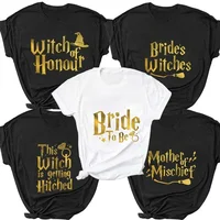 Casual Short Sleeve Tops for Women T Shirt Lady Fashion Summer Funny Witch Themed Hen Party Women Tshirts Team Bride Tee T-Shirt 1