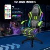Gaming Chair Bluetooth Speaker Office Chair Ergonomic LED Lights Massage Adjustable Height Armrests Headrest Lumbar Support 1