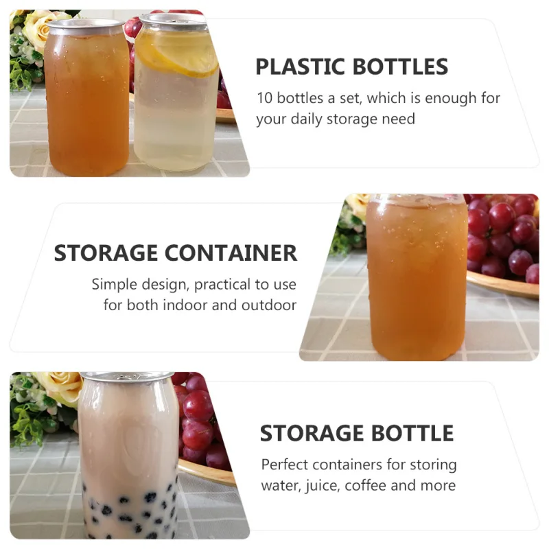 Description Picture 2 of itemDisposable Ring-Pull Can Beverage Bottles PET Milk Carafe Milk Tea Bottles Drinking Packaging Bottles Clear Milk