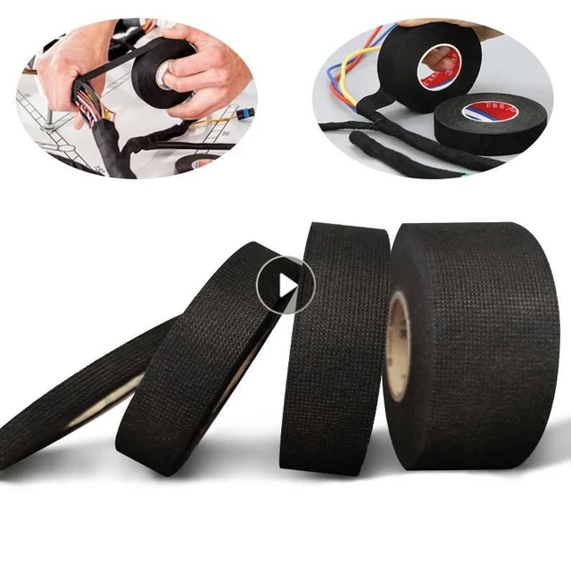 Insulation Tape High Temperature Resistant Automotive Wiring Harness Tape  Adhesive Cloth for Cable Harness Car Auto Heat Sound Isolation, 15m 