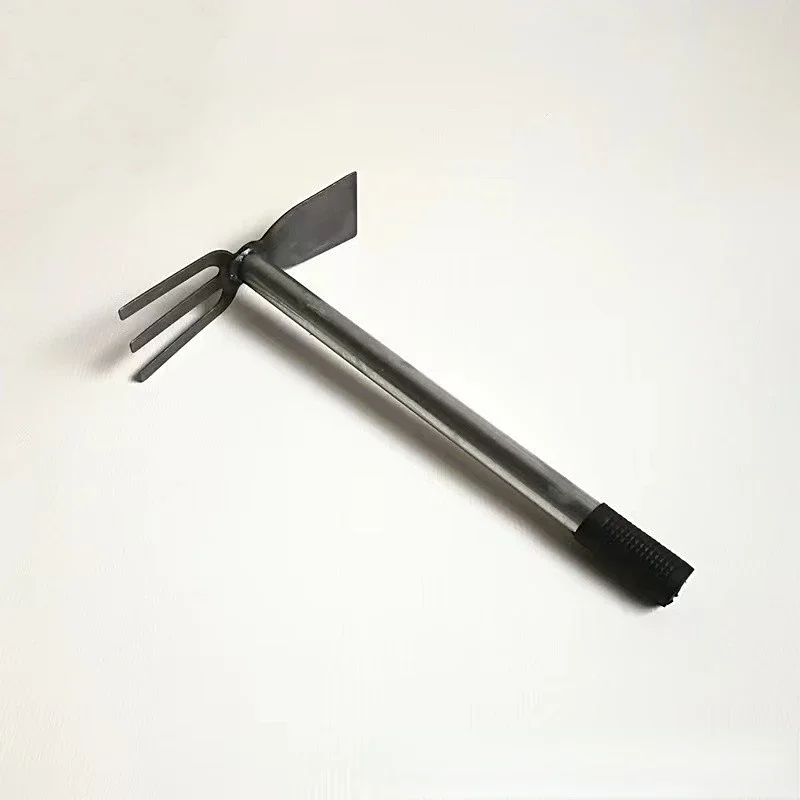Steel Handle Dual Purpose Hoe and Rake Gardening Tools Double Headed Hoe Three-tooth Rake Garden Shovel weeding tool